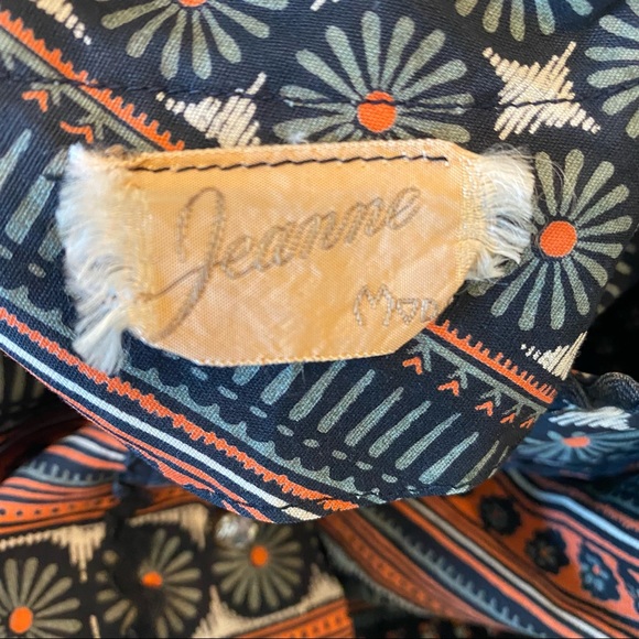 Vintage Jeanne Orange & Brown Floral & Stripe Print Fit & Flare Dress - Picture 6 of 6